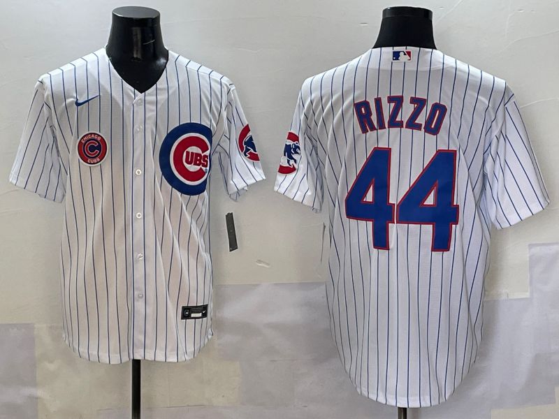 Men Chicago Cubs #44 Rizzo White Stripe Game 2025 Nike MLB Jersey style 5->chicago cubs->MLB Jersey